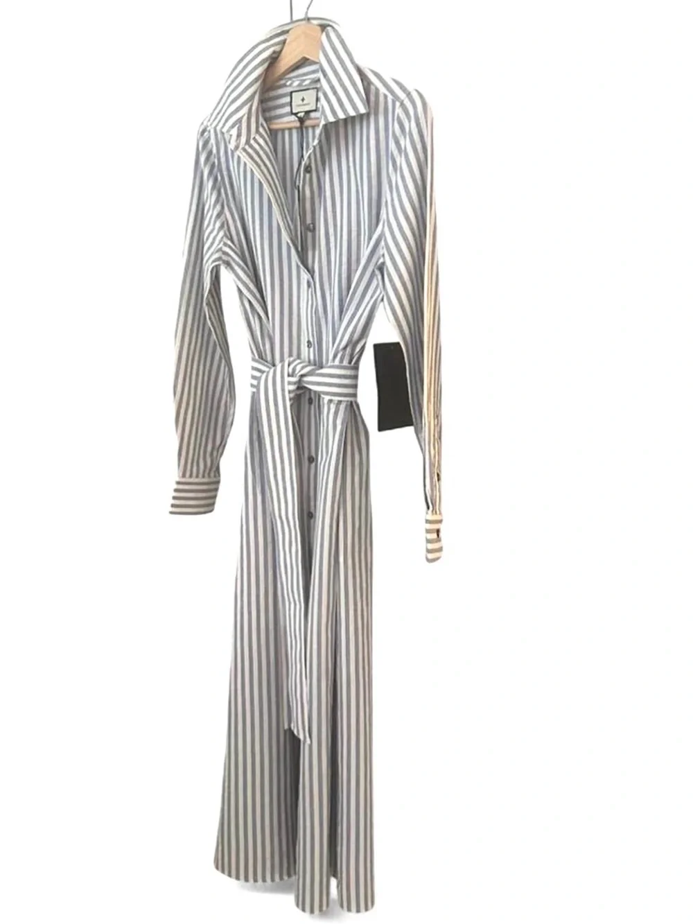 🆕 NWT Tuckernuck Striped Blue and White Caldwell Shirt Dress with Tie Waist - Picture 3 of 8